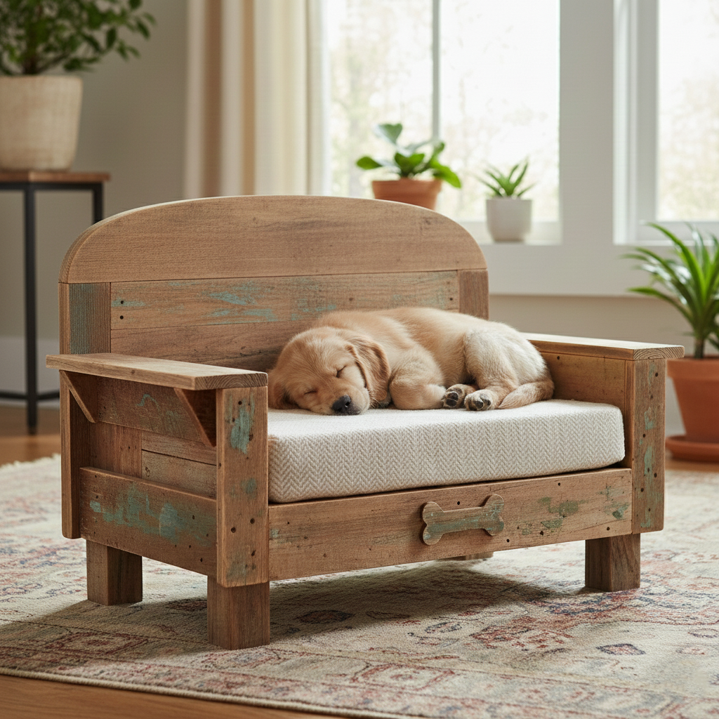 Rustic Wooden Pet Sofa