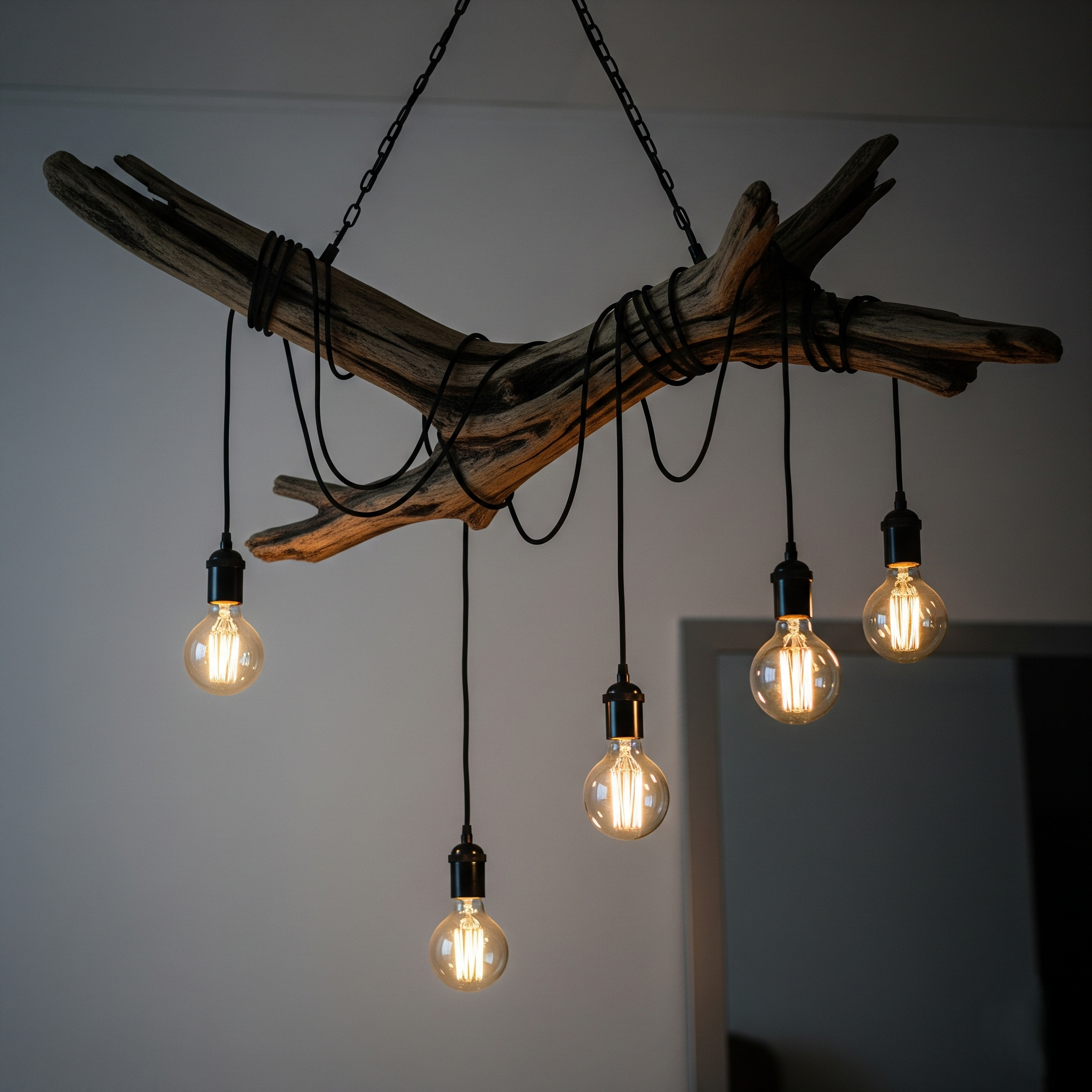 Rustic Driftwood Hanging Light- Custom order available in variable sizes