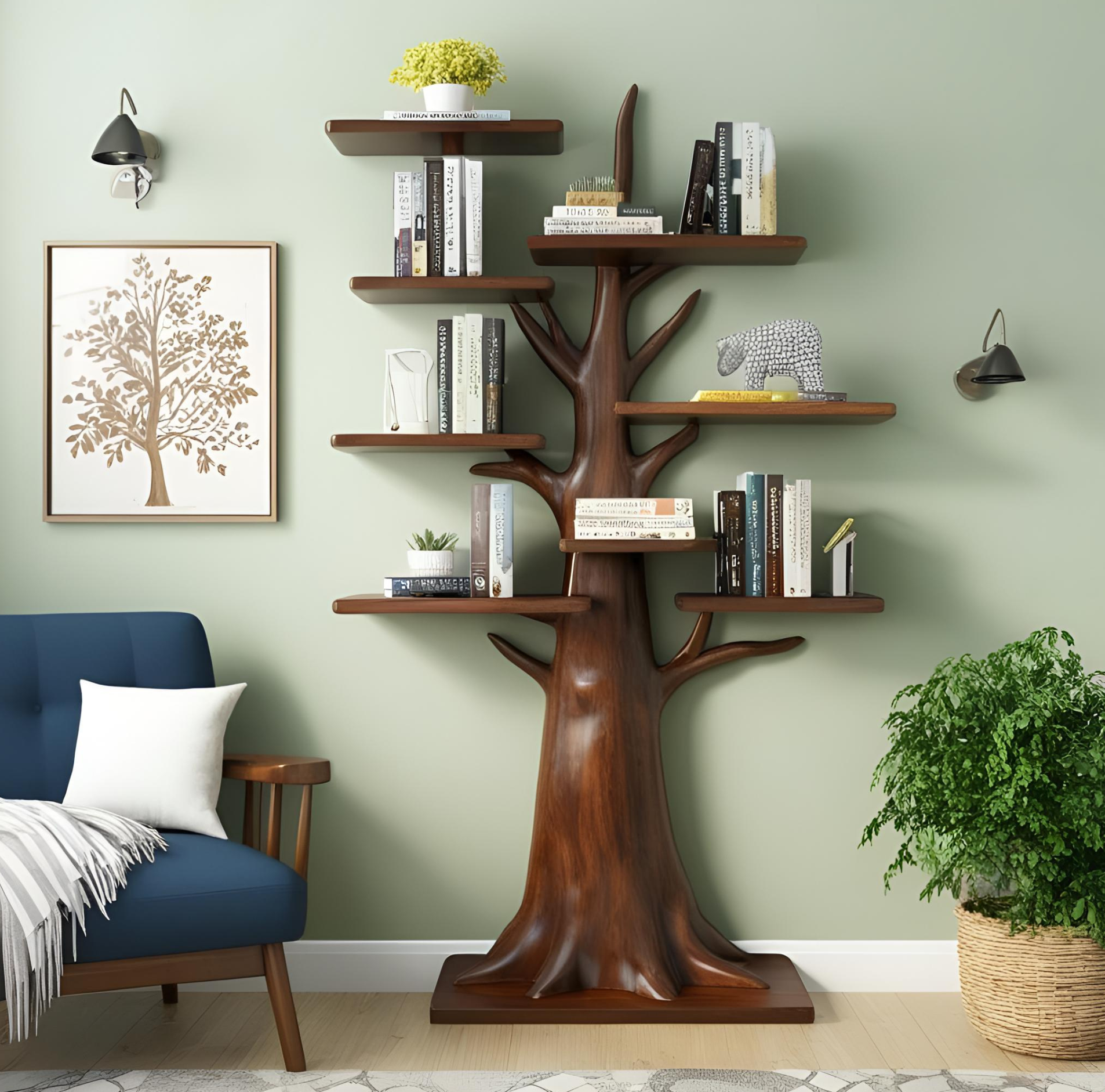 Tree Shaped Wooden Bookshelf-Custom order available in variable sizes