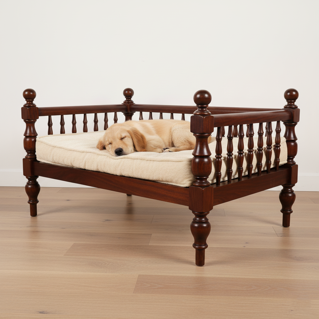 Vintage Wooden Pet Bed without cushion 