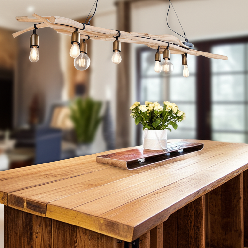Rustic Driftwood  Pendant Light Fixture Chandelier Custom order available in variable sizes
