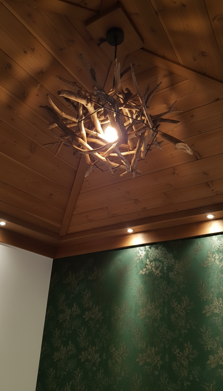 Rustic Driftwood Ceiling Lamp