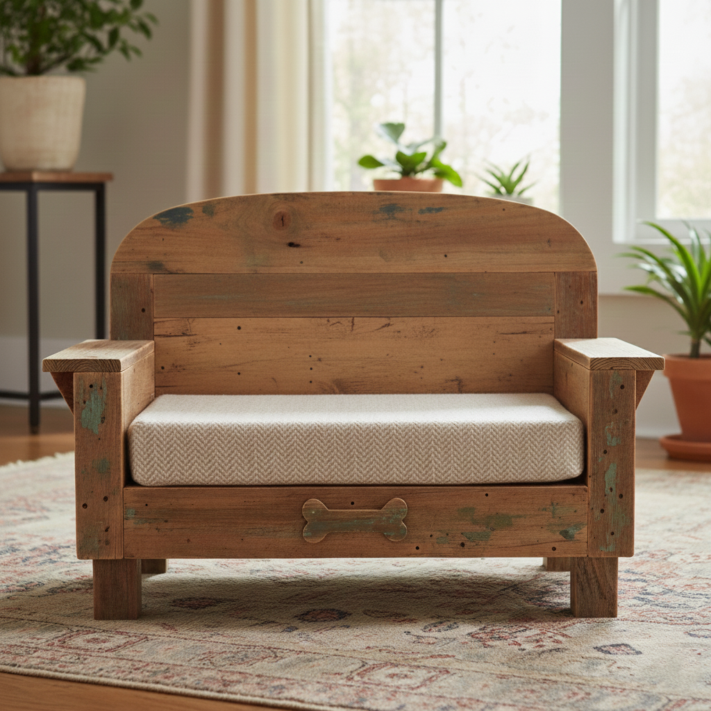 Rustic Wooden Pet Sofa