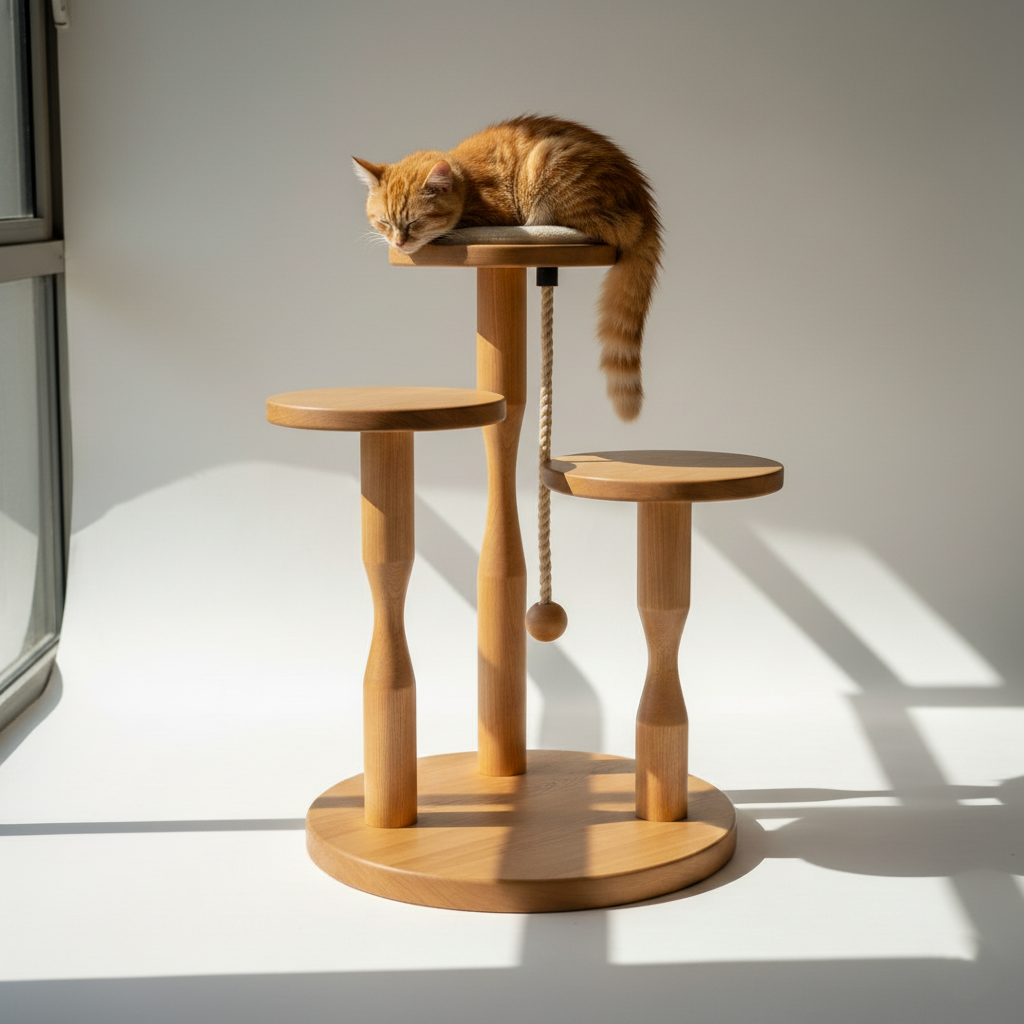 Modern Wooden Cat Tree without cushion