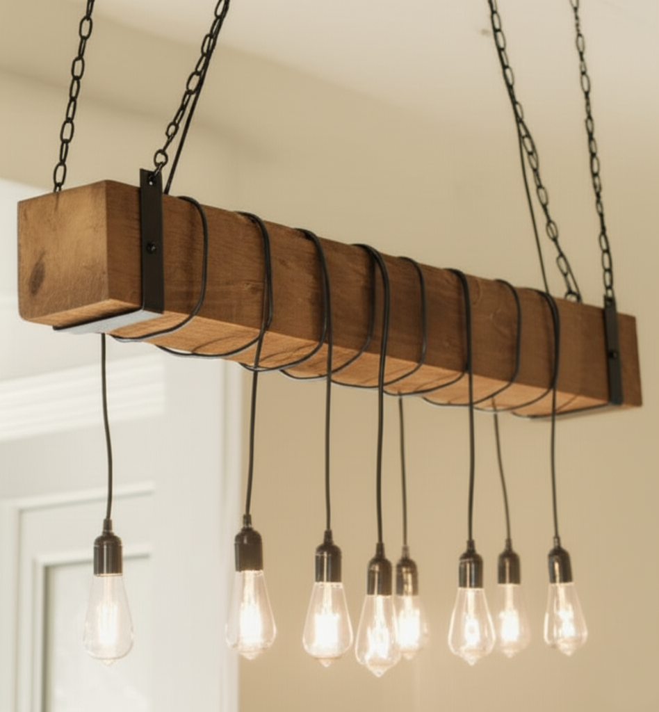 Rustic Wooden Barn Beam Chandelier- Custom order available in variable sizes