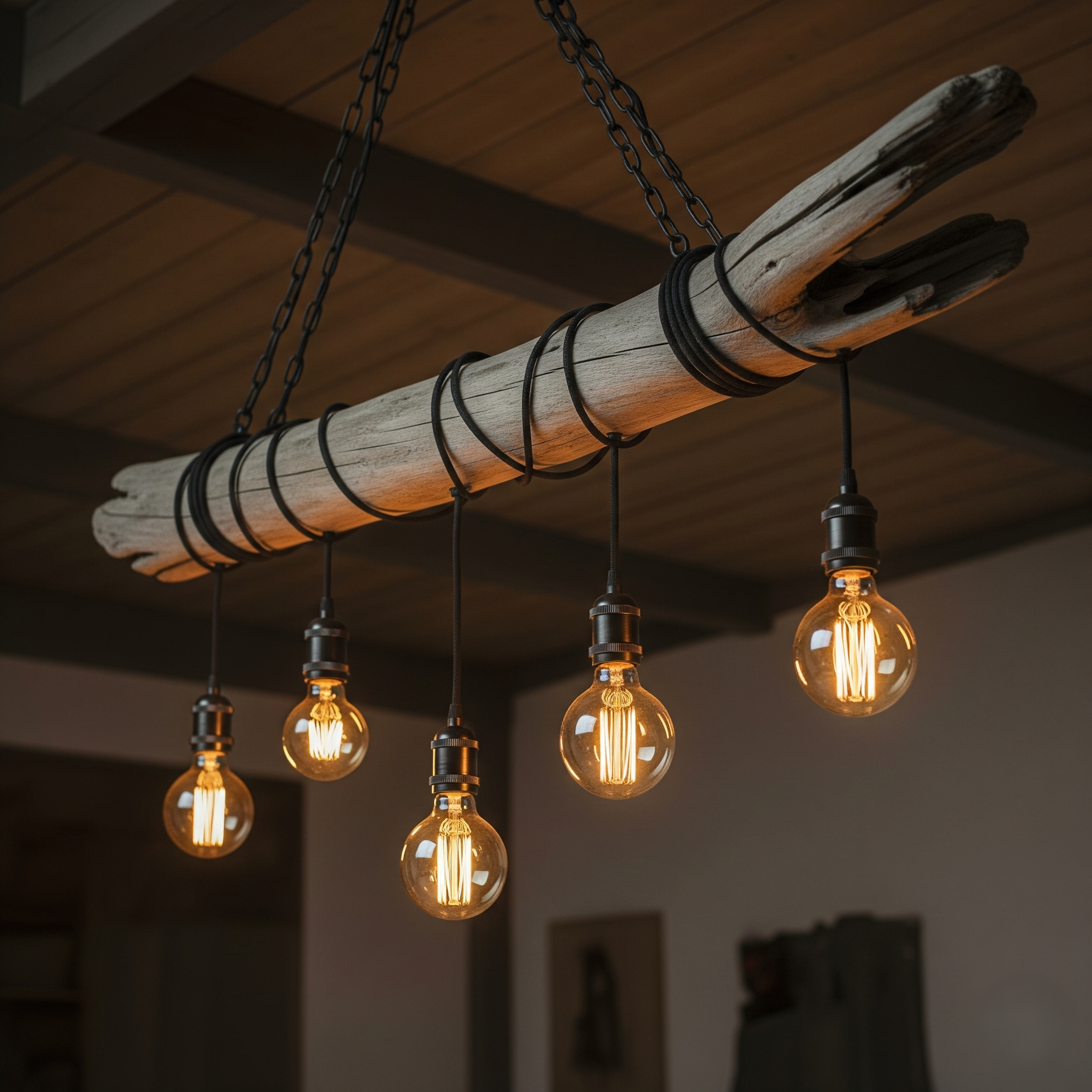 Rustic Driftwood Pendant Light Custom order available in variable sizes