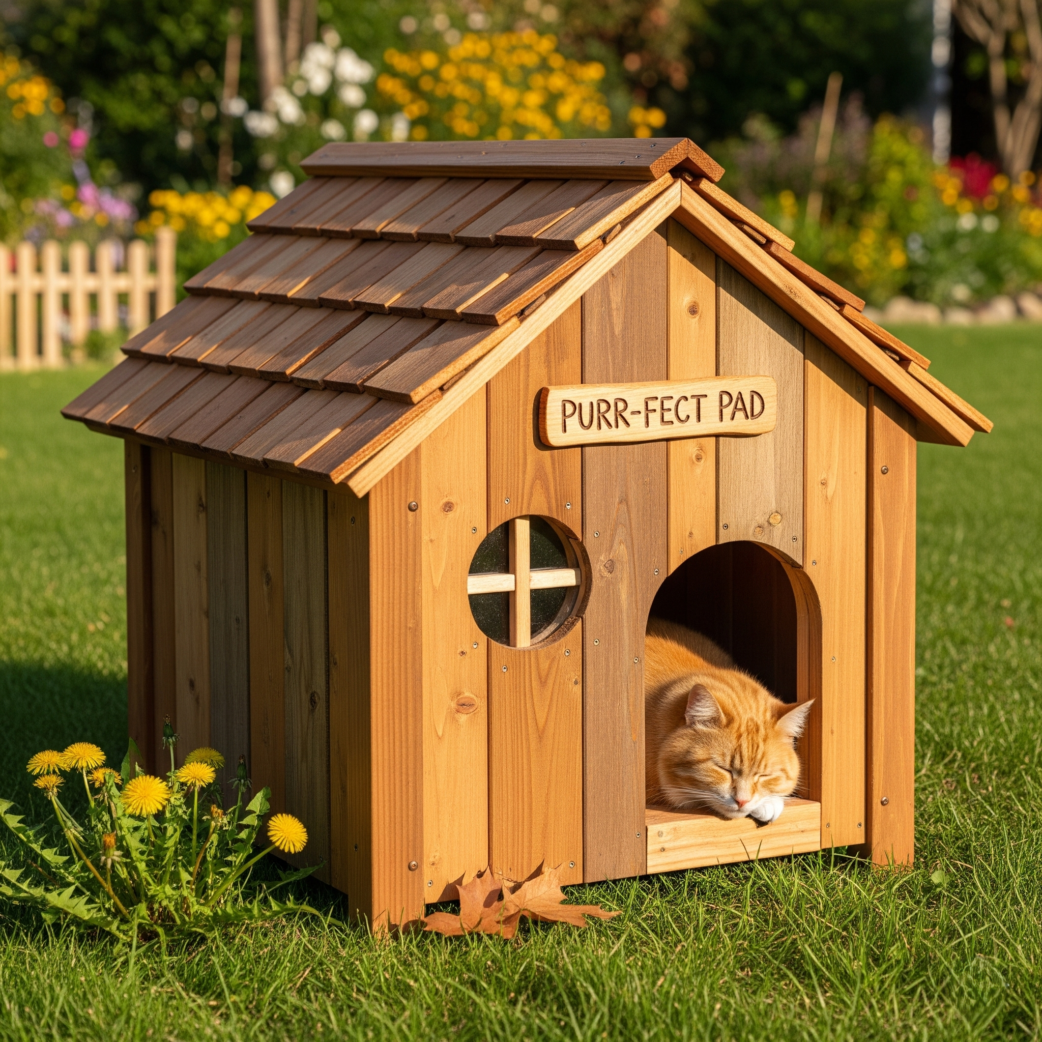 Wooden Cat House-Custom order available in variable sizes- Price may vary for different sizes