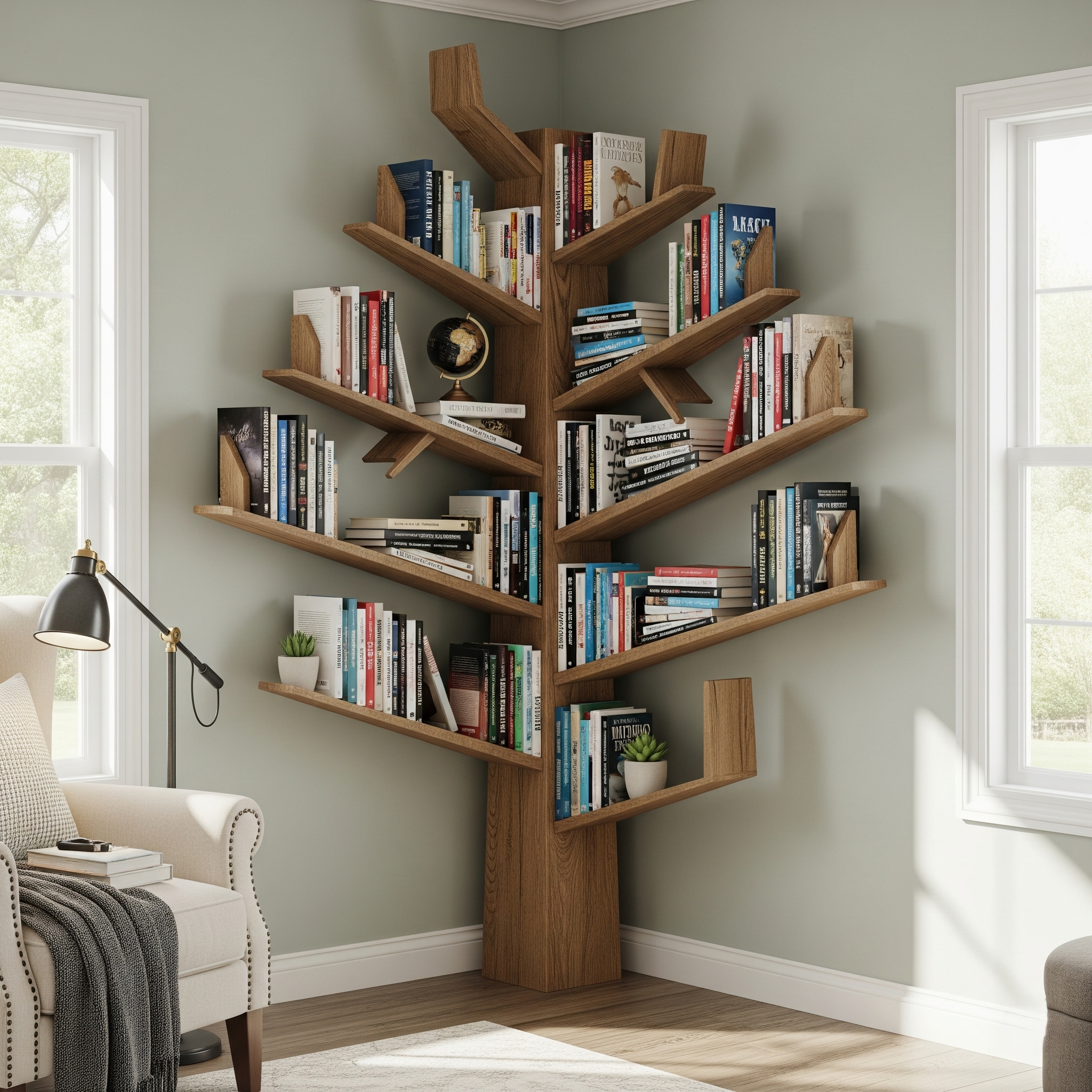 Modern Tree shaped wooden bookshelf -Custom order available in variable sizes