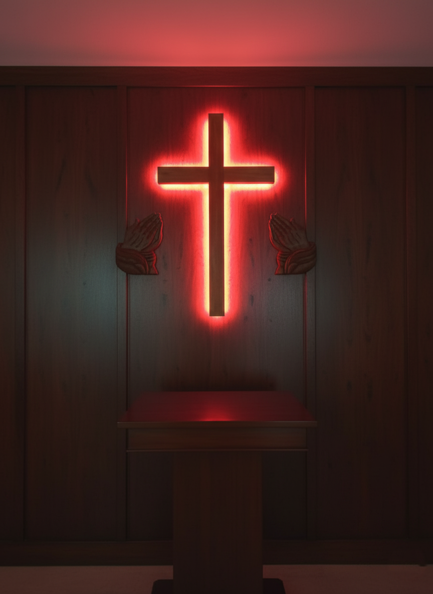 Illuminated wooden Two hands Wall Cross- Available in Light & Without light setup  -Custom order available in variable sizes