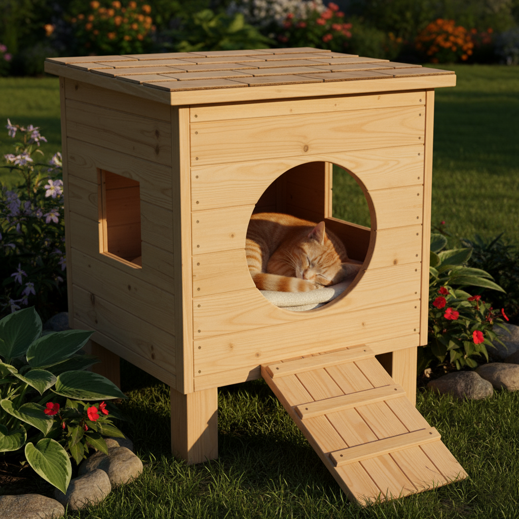Wooden Outdoor Cat House