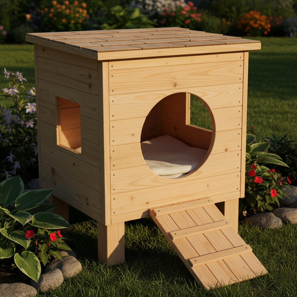 Wooden Outdoor Cat House