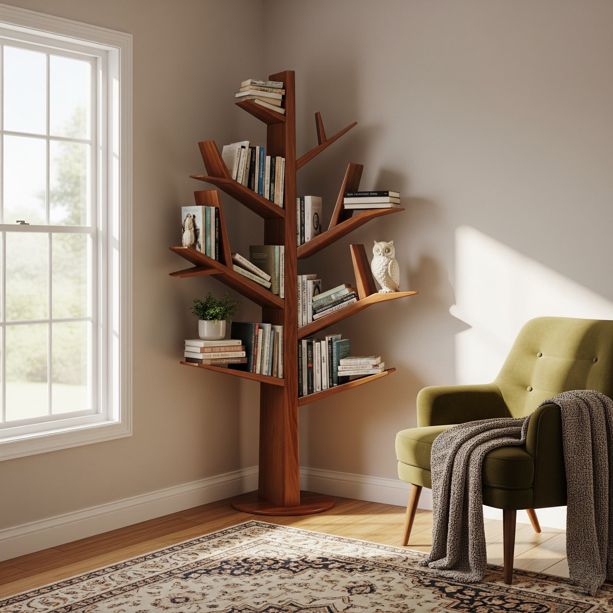 Tree-Shaped Wooden Bookshelf