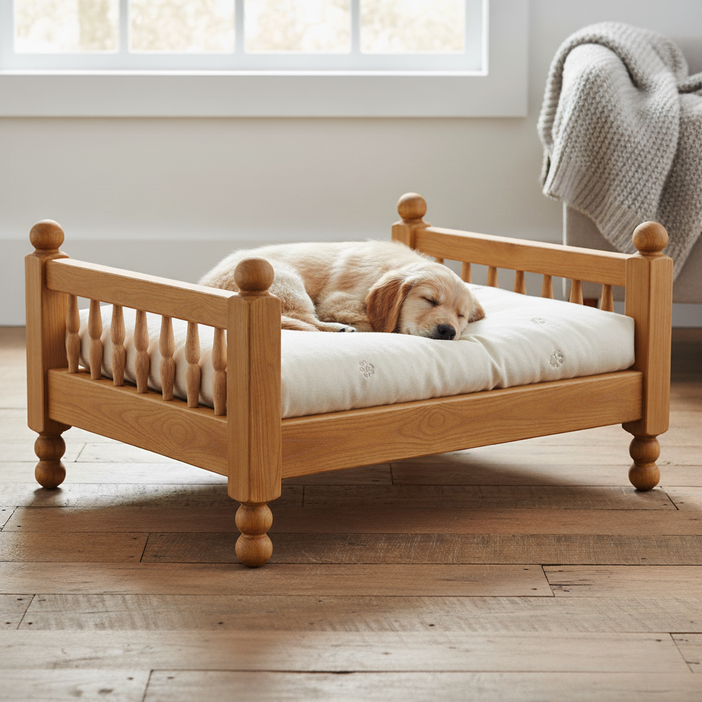 Teak Wooden Pet Bed 