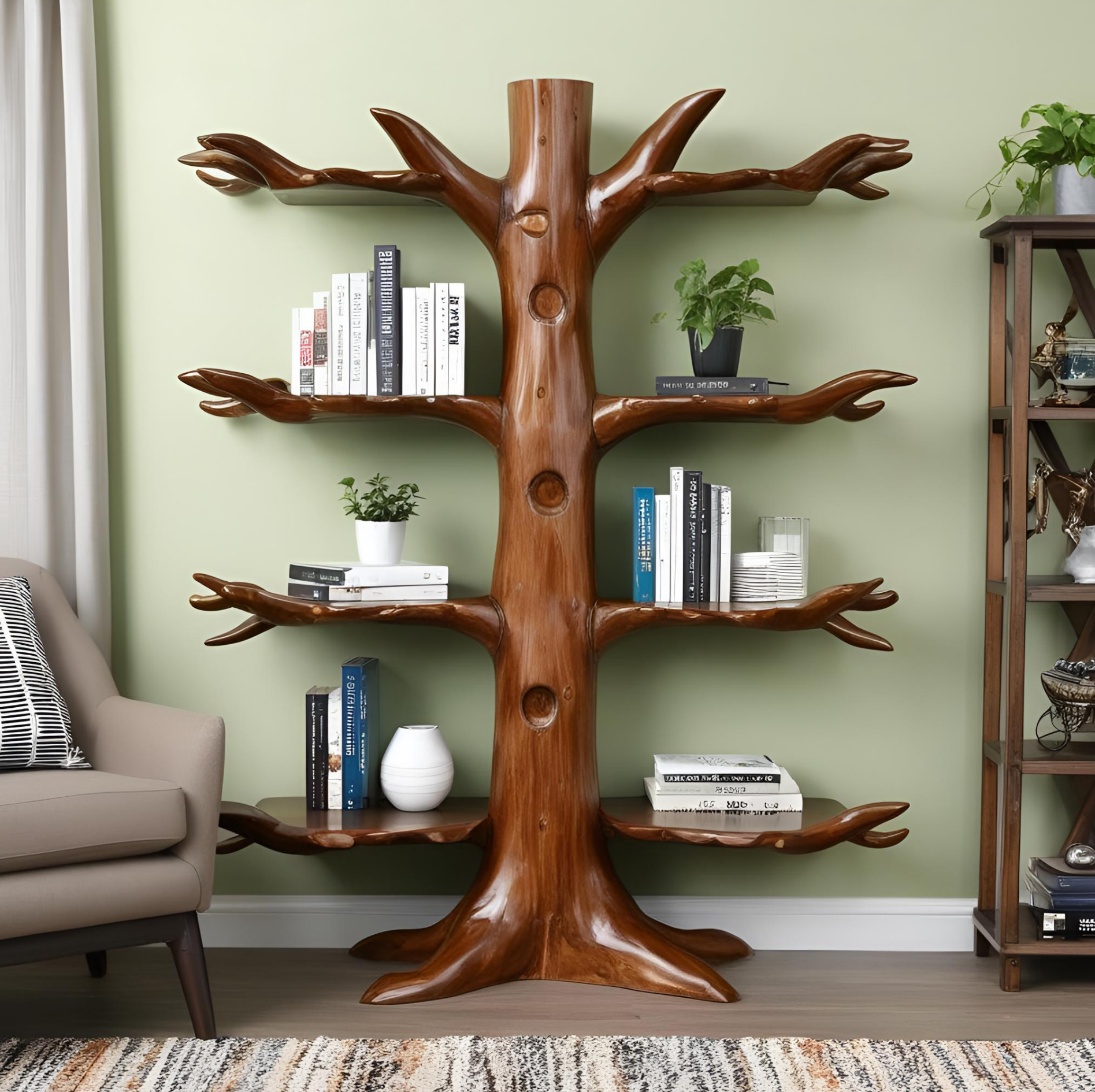 Tree Shaped Wooden Bookshelf-Custom order available in variable sizes