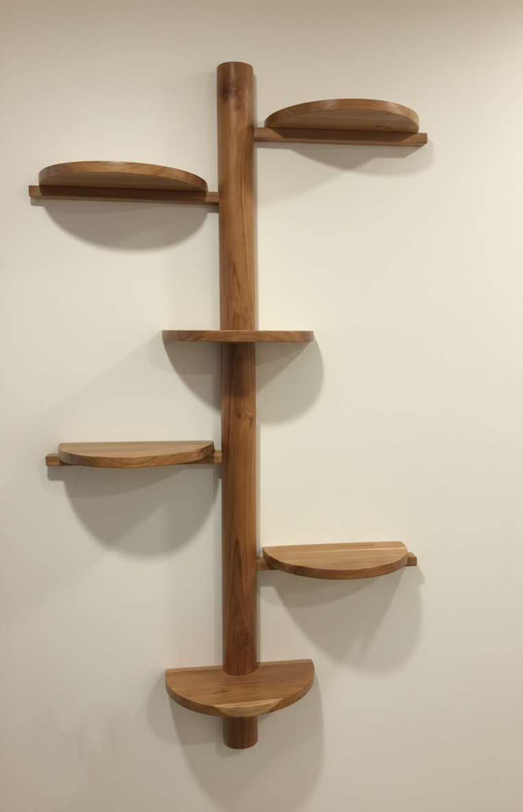 Teak Wooden Wall-Mounted Cat Tree