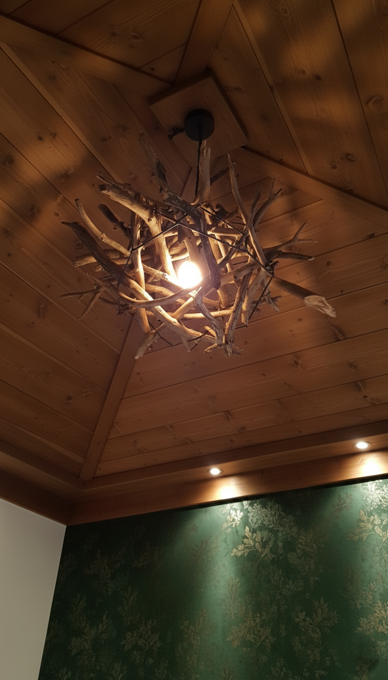 Rustic Driftwood Ceiling Lamp