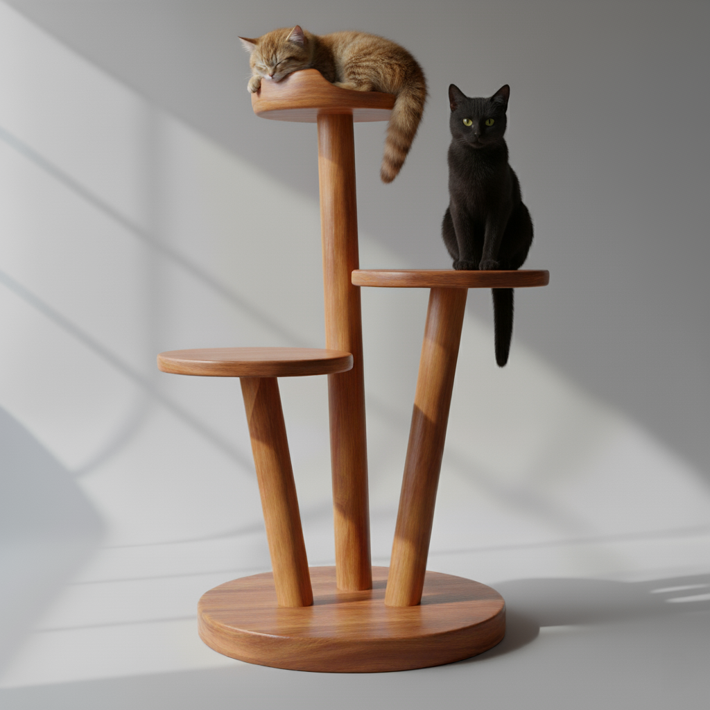 Modern Wooden Cat Tree