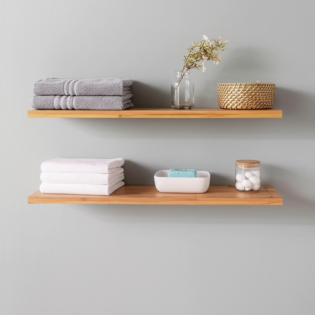Teak Wall Mounted Wooden Shelves Custom order available in variable sizes