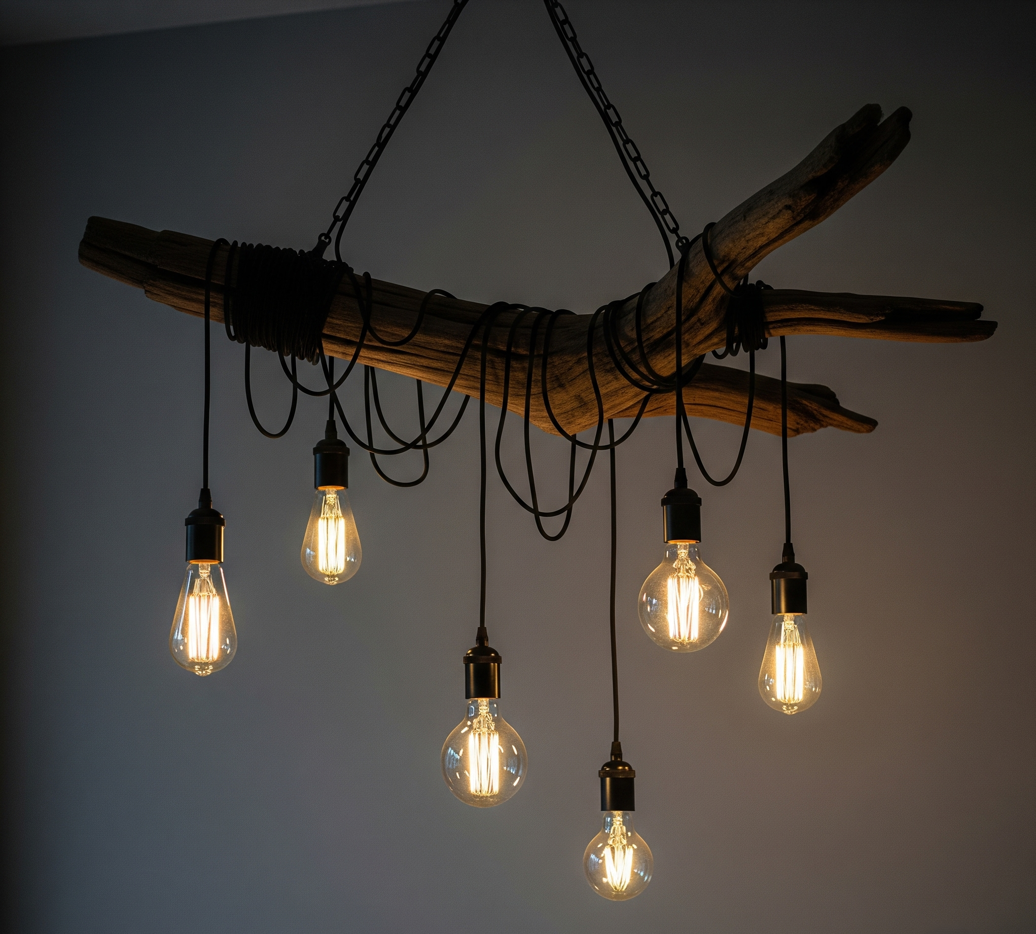 Rustic Driftwood Hanging Light- Custom order available in variable sizes