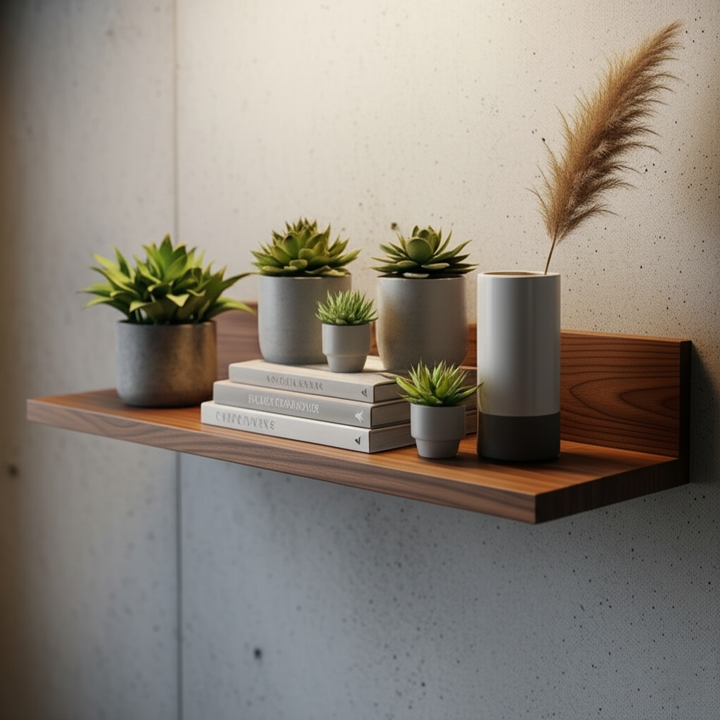 Teak Wall Mounted Wooden Shelves