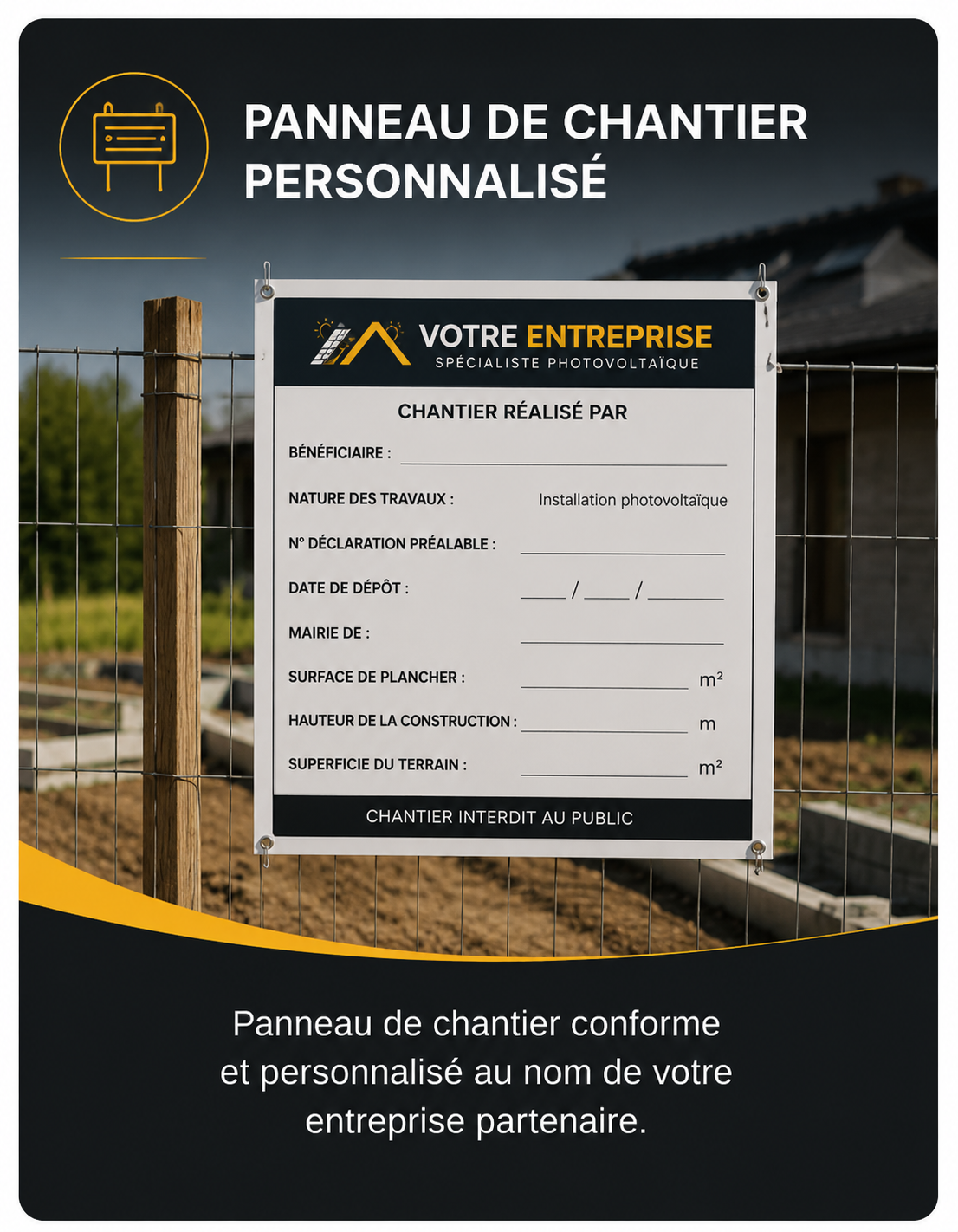 Panneau de chantier réglementaire