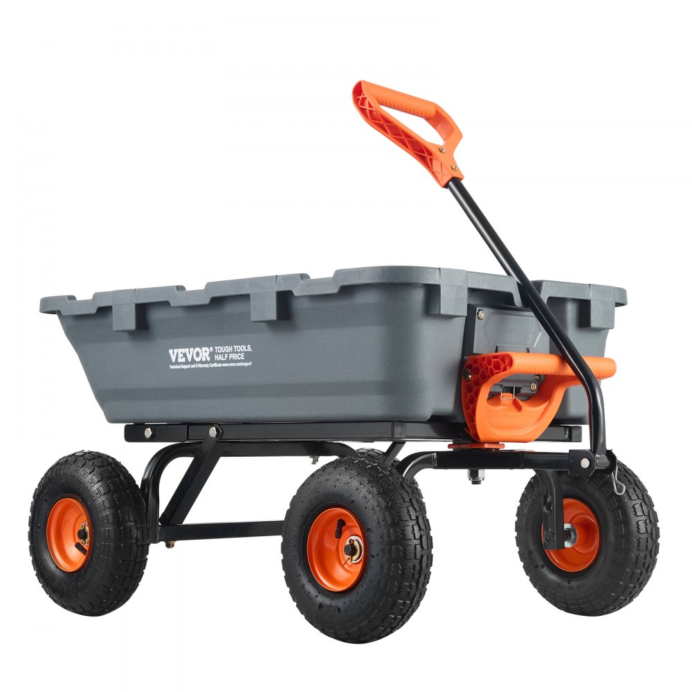 VEVOR Dump Cart, Poly Garden Dump Cart with 2-in-1 Convertible Handle, Utility Wheelbarrow 800 lbs Capacity, 10-inch Tires