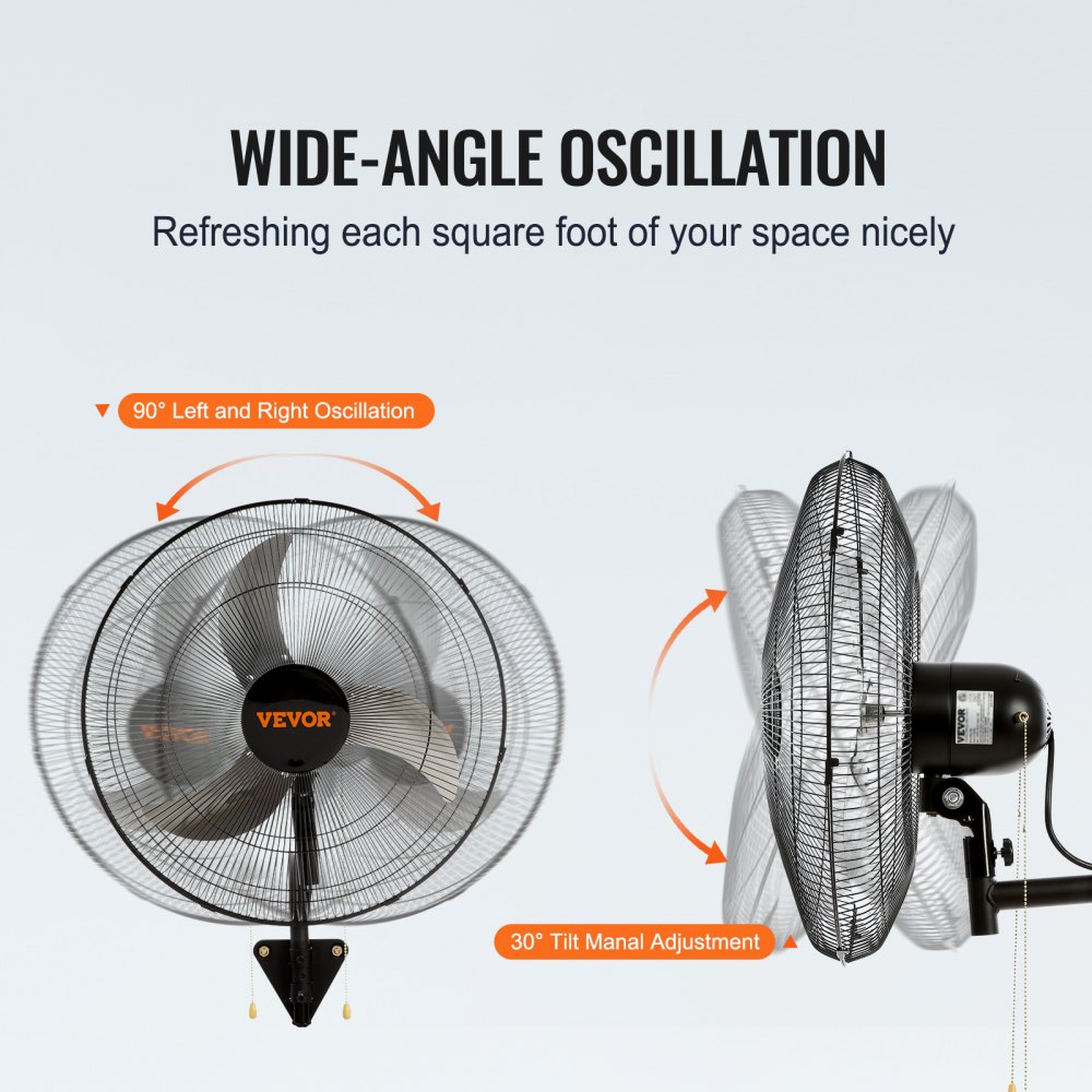 VEVOR Wall Mount Fan, 2 PCS 18 inch Oscillating, 3-speed High Velocity Max. 4000 CFM