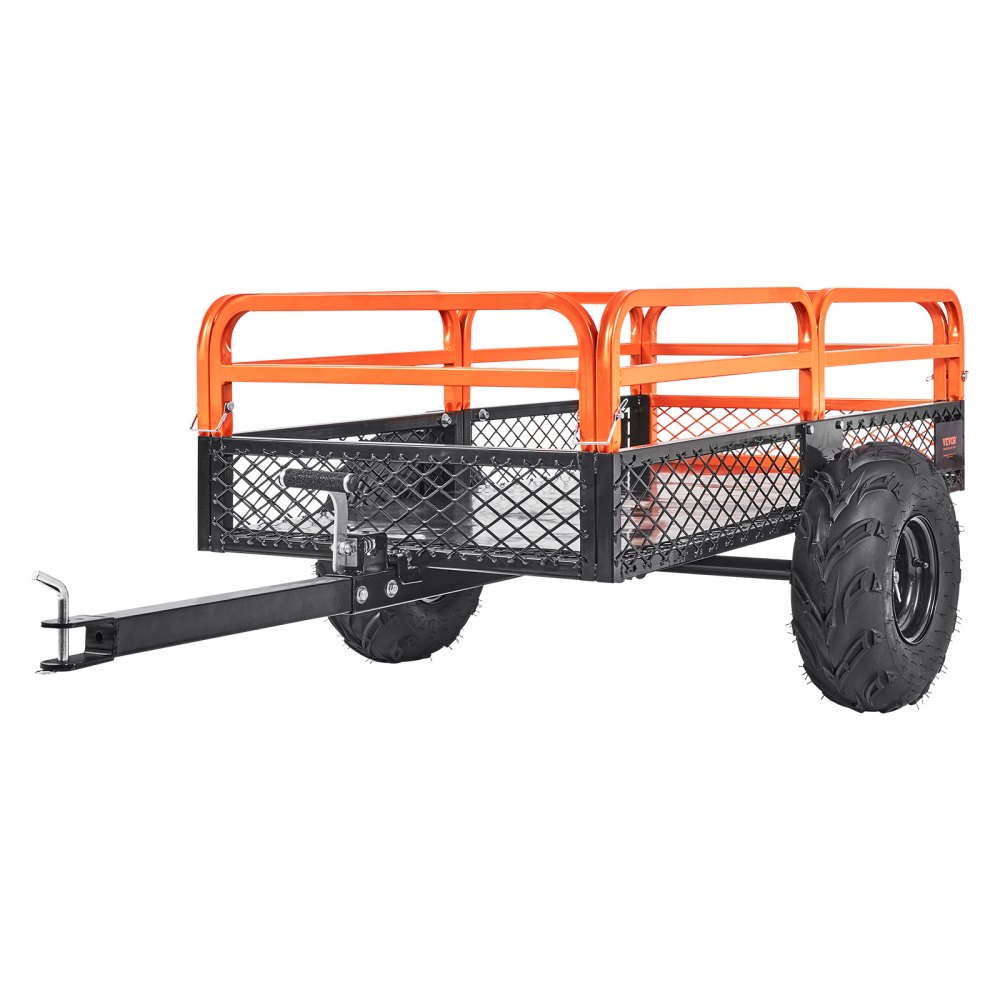 VEVOR Heavy Duty Steel ATV Dump Trailer, 1500-Pound Load Capacity 15 Cubic Feet, Tow Behind Dump Cart Garden Trailer