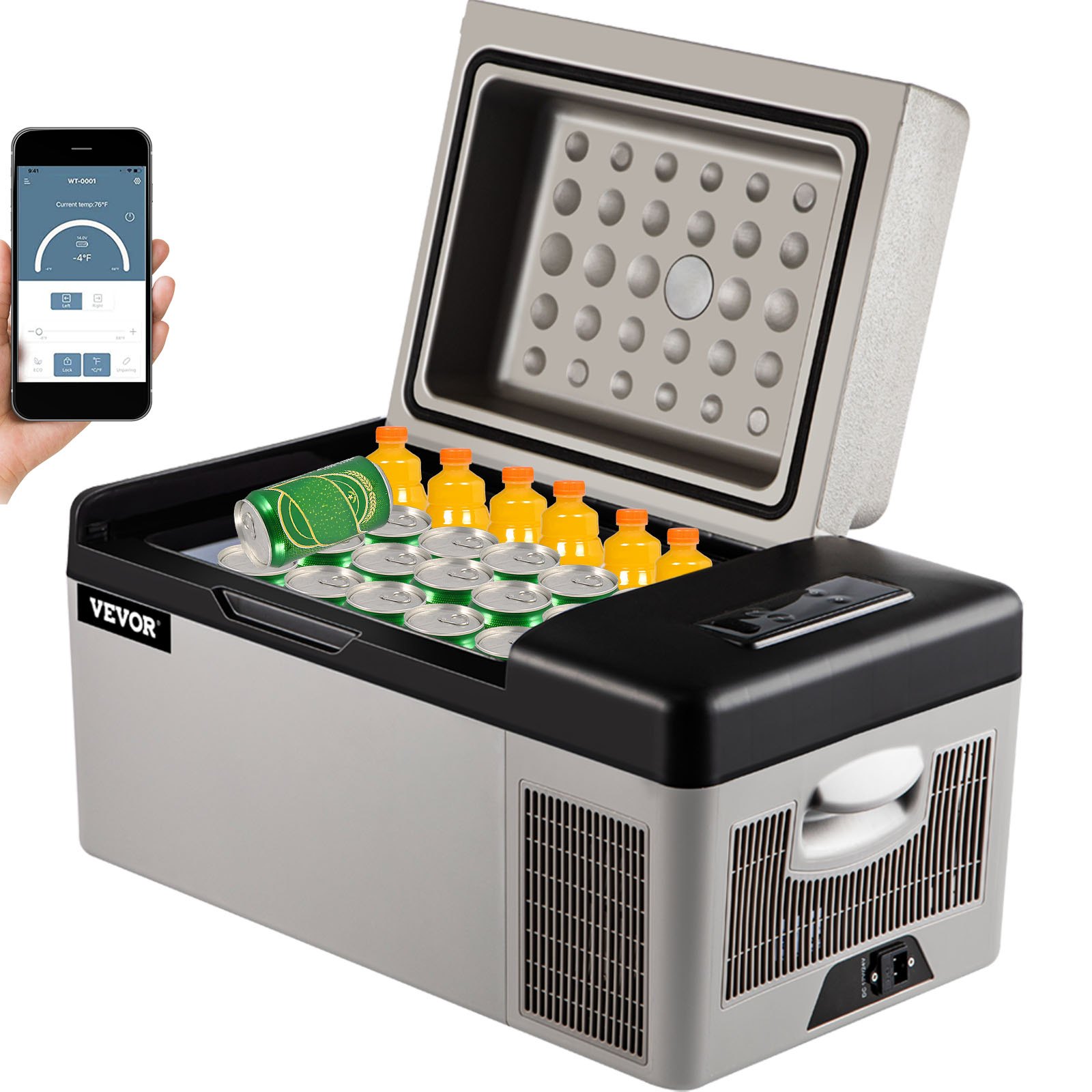 20 L (21 Quart) Portable, Car Refrigerator with 12/24v DC & 110-240v AC for Camping, Travel, Fishing, Outdoor or Home Use