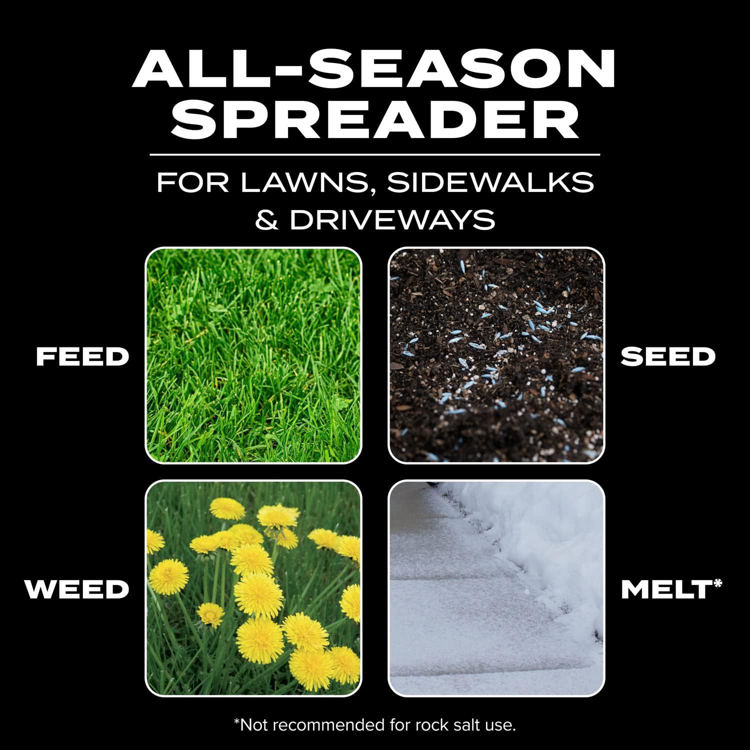 Scotts Turf Builder EdgeGuard DLX Push Broadcast Spreader Holds up to 15,000 sq.ft. for Seed, Fertilizer, Salt, Ice Melt