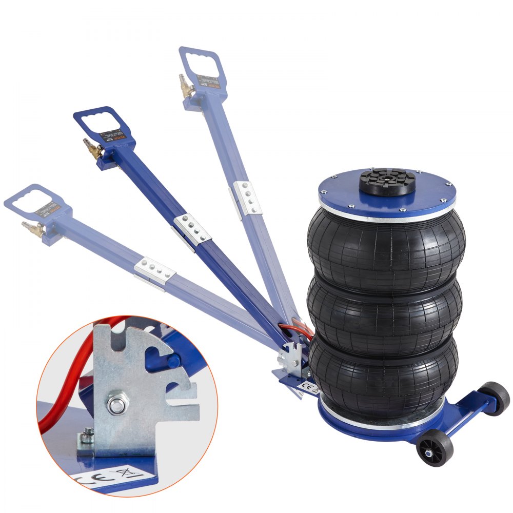 VEVOR Air Jack, 3 Ton/6600 lbs Triple Bag Air Jack, Airbag Jack with Six Steel Pipes, Lift up to 17.7", 3-5 s Fast Lifting Pneumatic Jack, with Adjustable Long Handles for Cars, Garages, Repair 