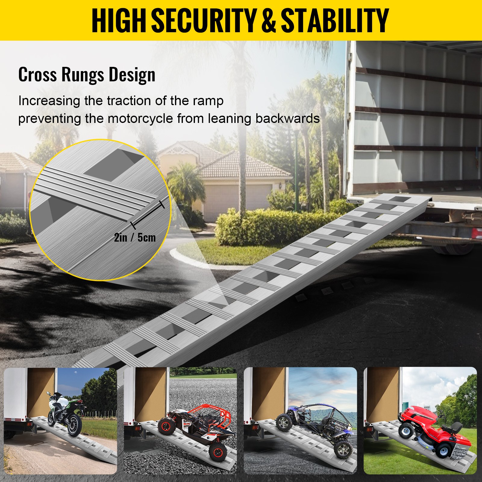 84*14*2.5 Inch Aluminum Ramps 6000LBS Capacity Car Trailer Truck ATV Ramps 1 Pair 2 Ramps