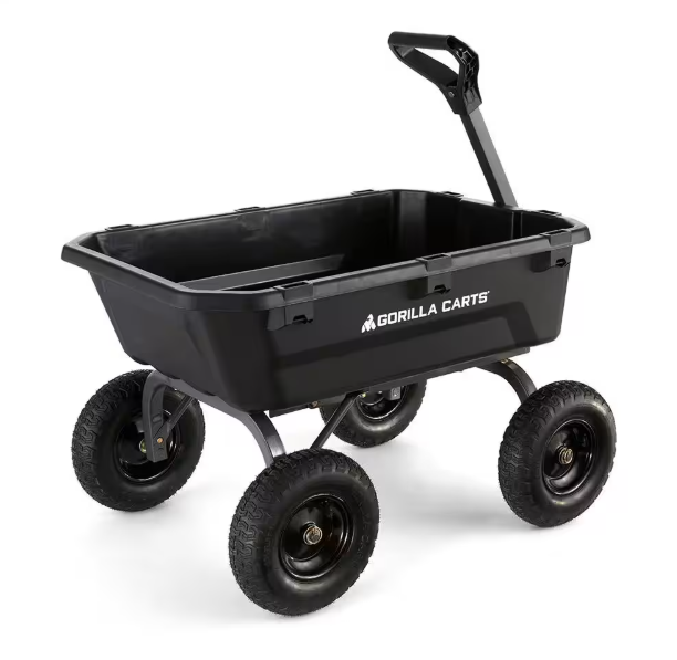 7 cu. ft. (40 in. x 27 in. x 11 in.), Patented Poly Bed Dumping Garden Cart, 1200 lbs. Capacity, Pull/Tow Handle Design
