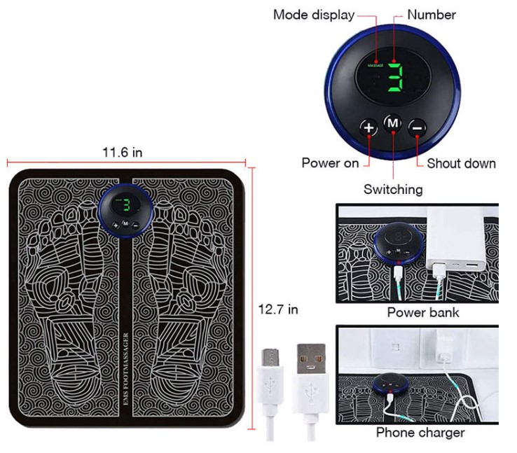 SUPA Foot Massager for Muscle Relaxation, LCD Display Screen, Back Massager & Legs Massager Pad with Remote Control