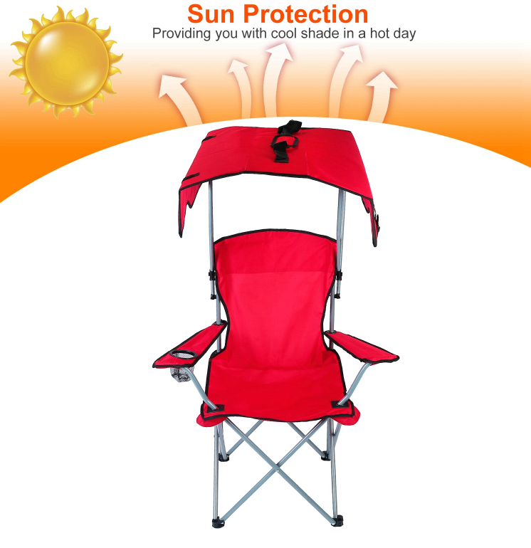 SUPA Portable Camping Chair with Canopy - Folding Chair for Camping, Beach, Picnics, Fishing & Sports