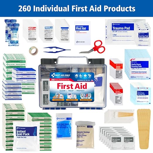First Aid Only 260-Pieces All-Purpose Emergency First Aid Kit for Home, Work, and Travel