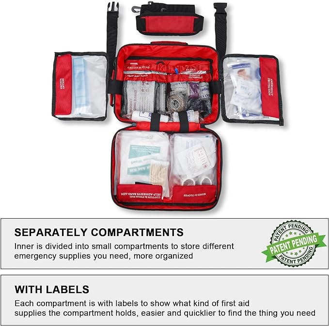 Premium 420 Pieces Large First Aid Kit for Home, Car, Travel, Camping, Truck, Hiking, Sports, Office, Vehicle & Outdoor Emergencies