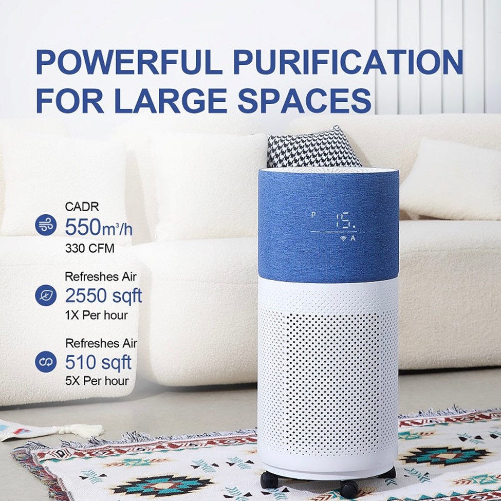 CleanForce Air Purifiers for Home Large Room Up to 2550 ft², H13 HEPA Air Cleaner Works with Alexa for Dust, Allergens, Pollen, Pet Hair Dander, Odors, CERTIFIED asthma & allergy friendly, Rainbow