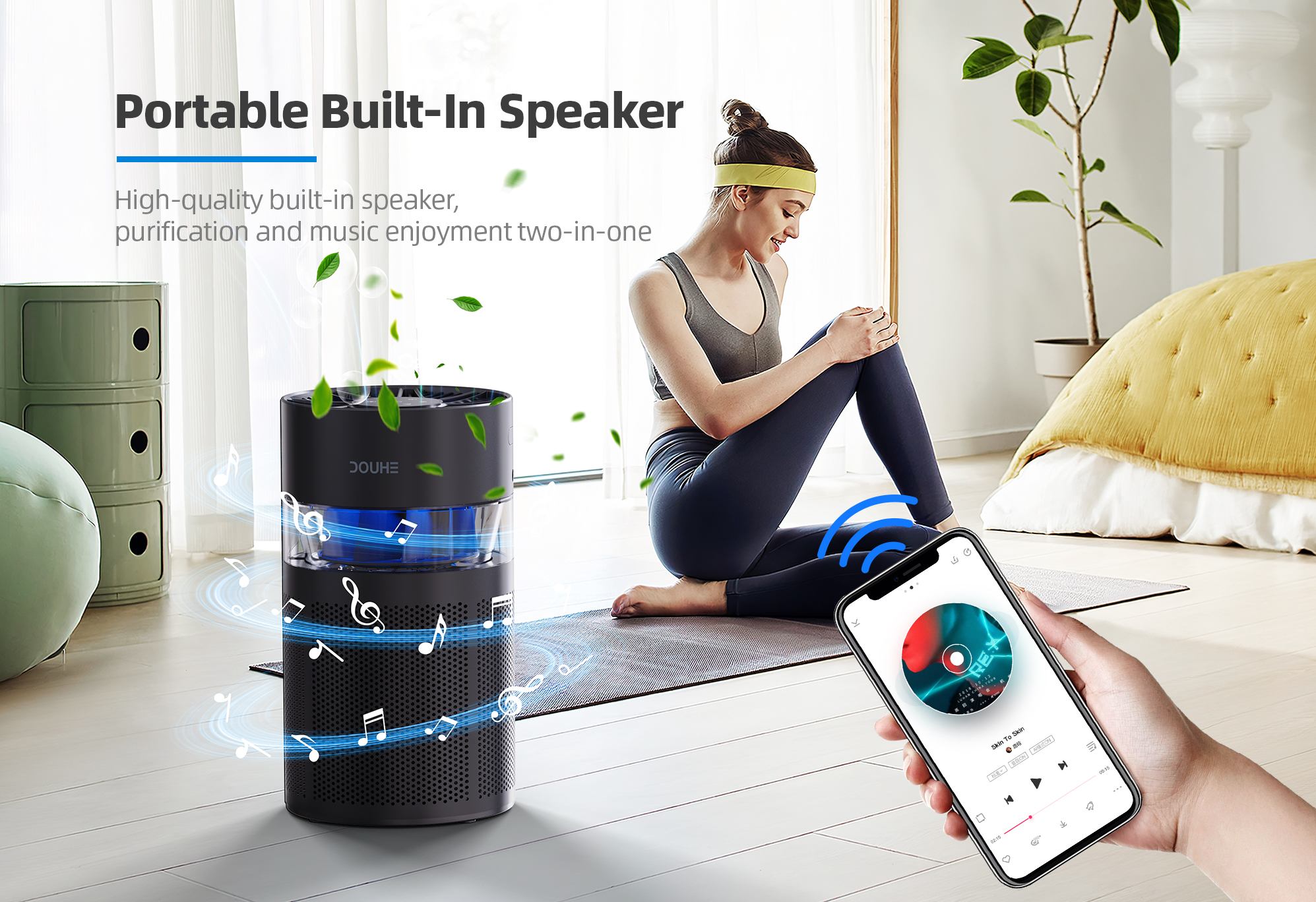 SUPA 4-in-1 Air Purifier with HEPA HE13 Filter, Bluetooth Speaker, Ambient Lighting, Diffuser