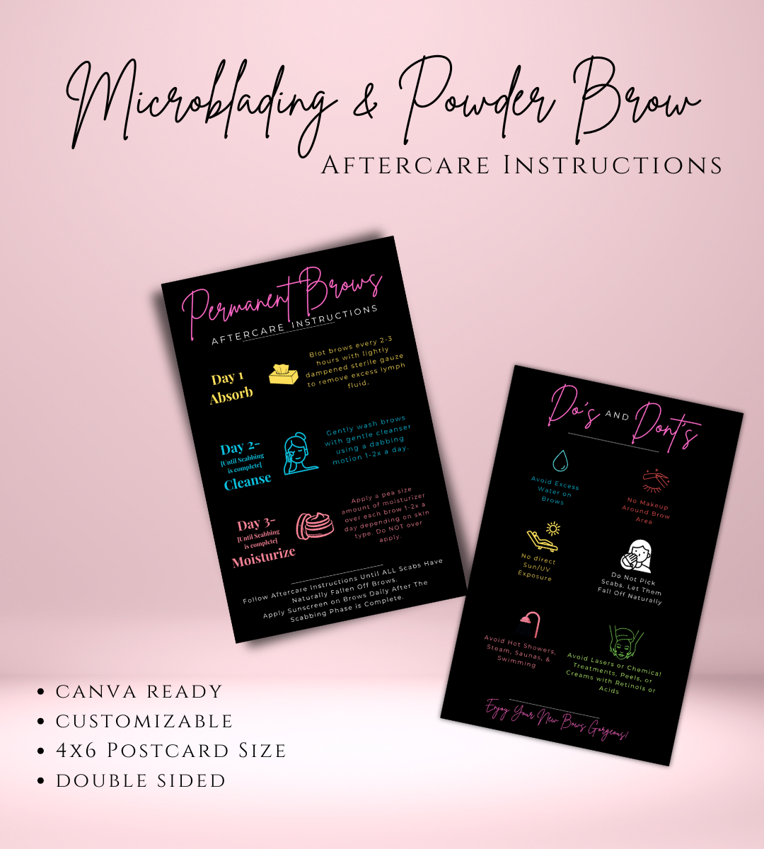 Microblading And/Or Powder Brow Aftercare Cards
