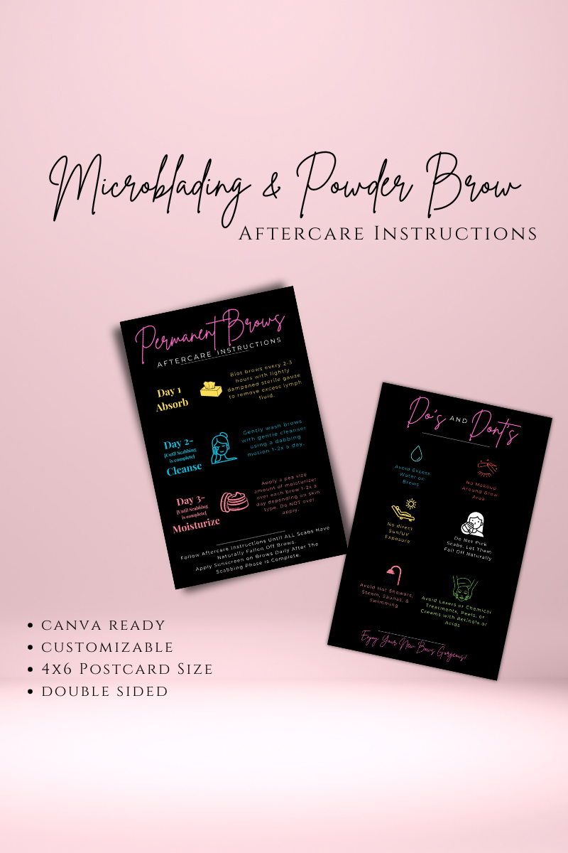 Microblading And/Or Powder Brow Aftercare Cards