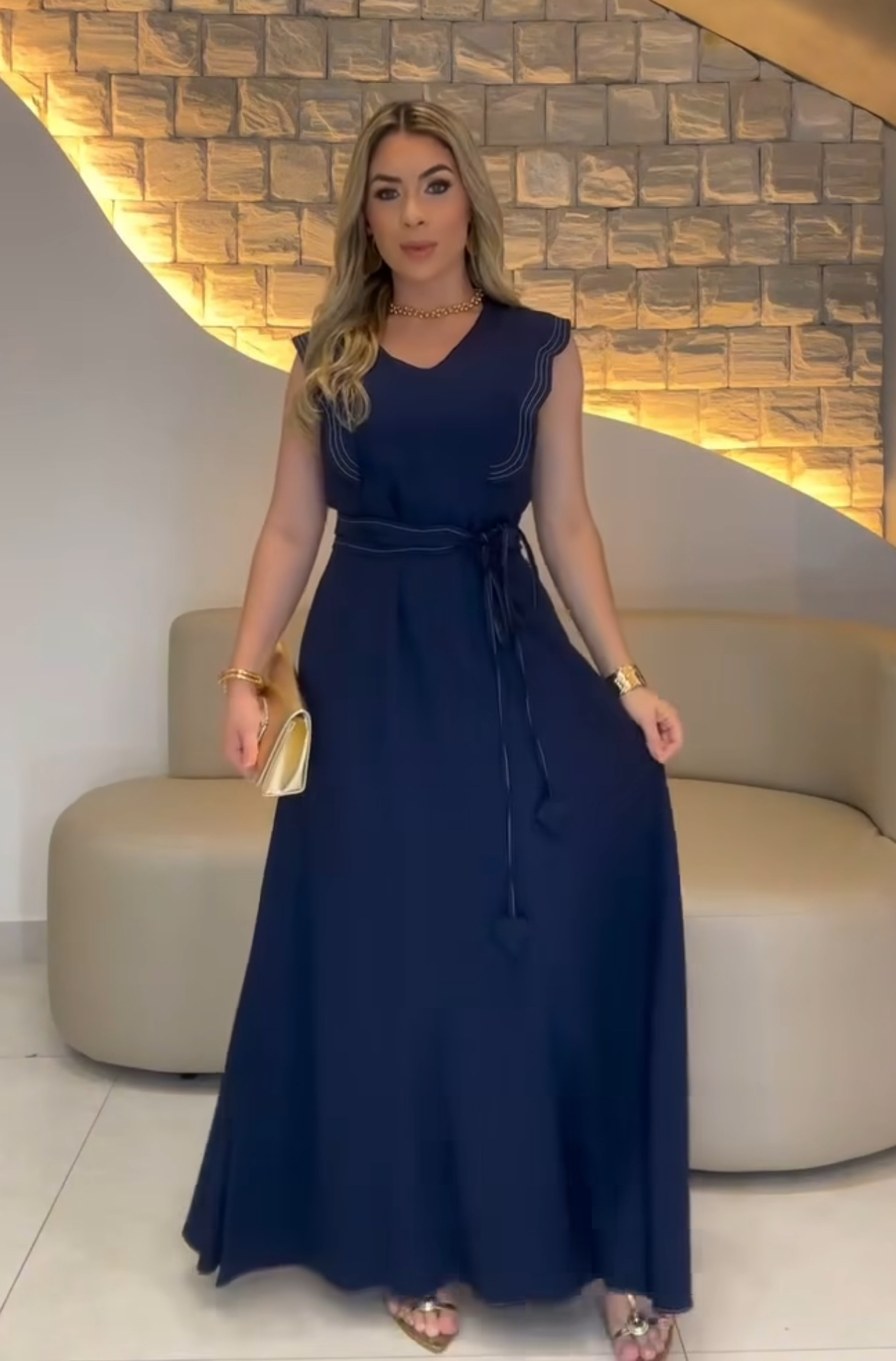 Vestido longo azul