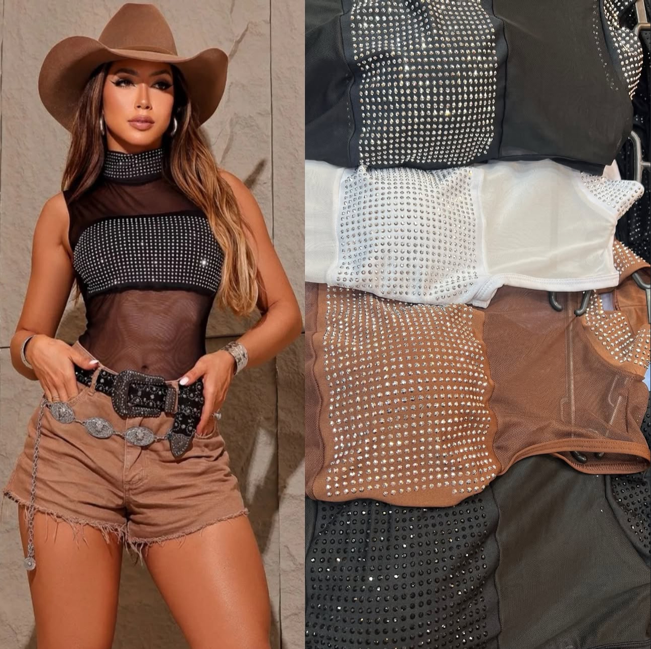 Body de tule com pedras brilhantes