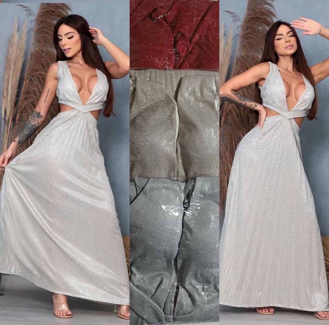 Vestido longo brilhante