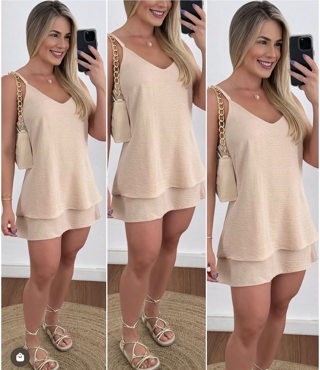 Vestido De Tiras Bege