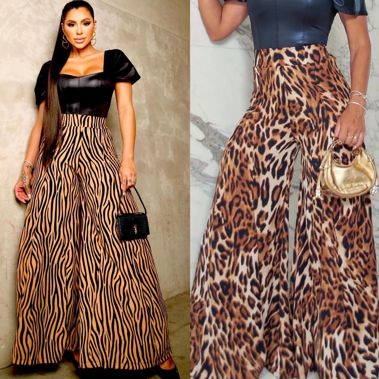 Calças Pantalona Animal Print