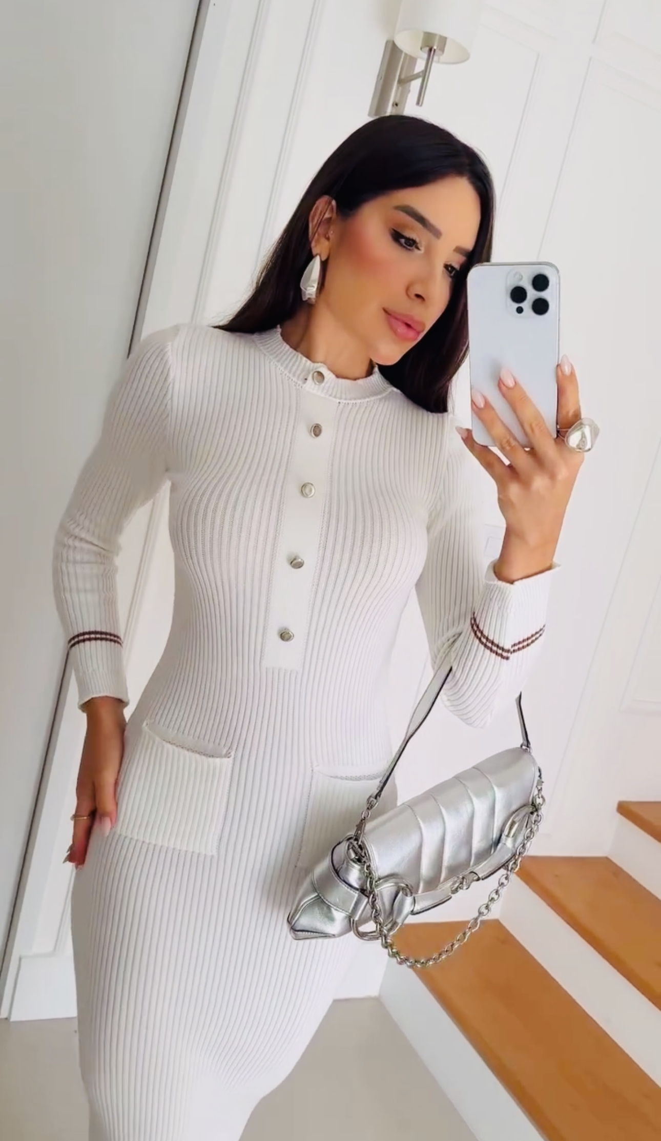 Vestido branco canelado