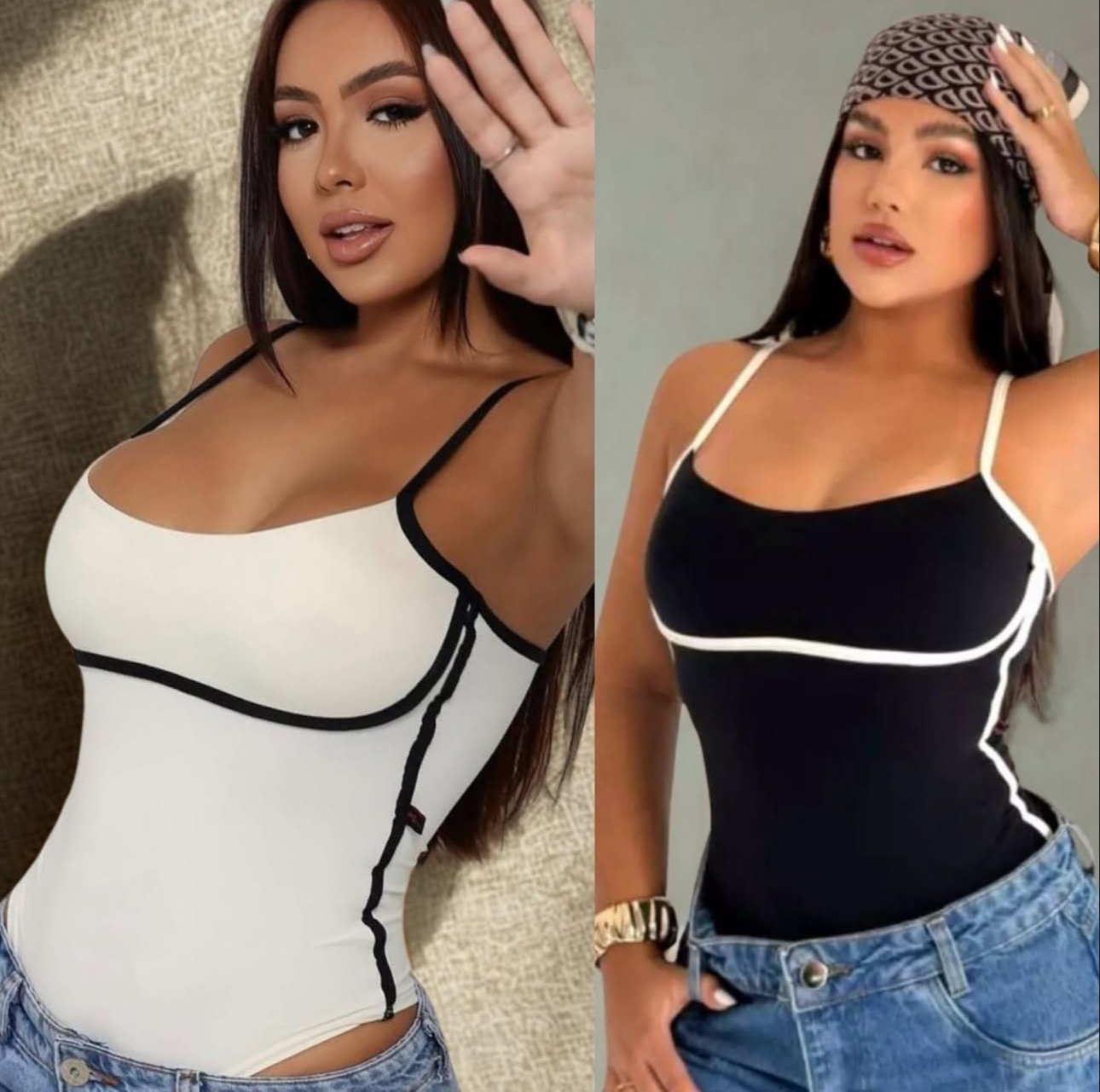 Body feminino bicolor