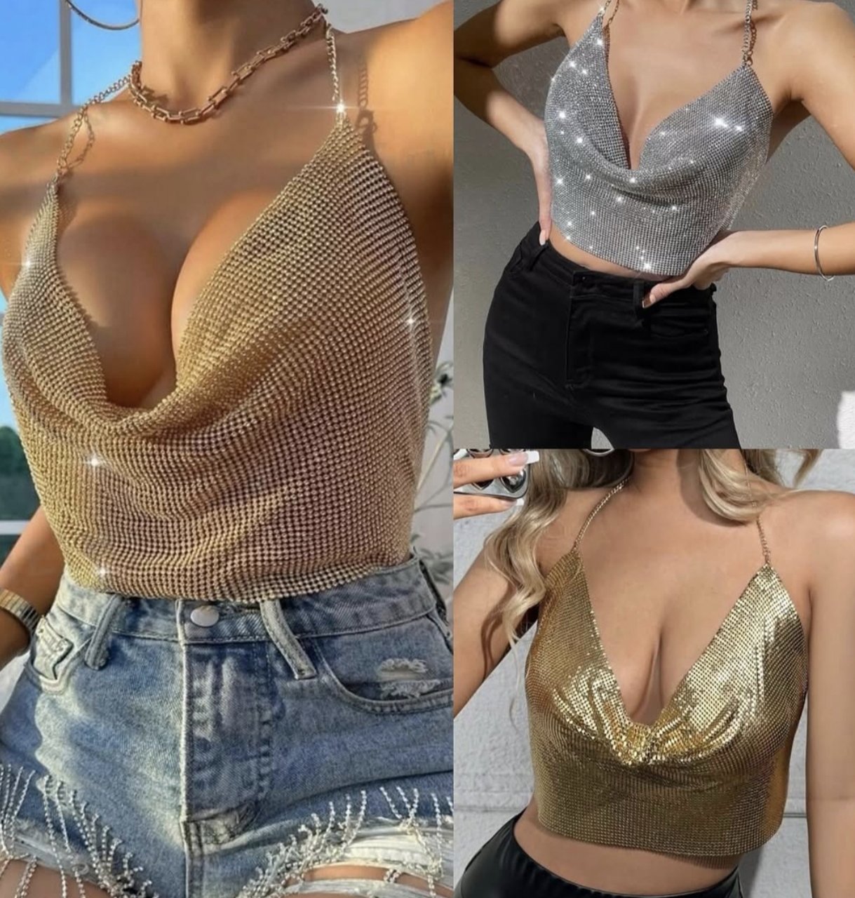Top de festa com strass
