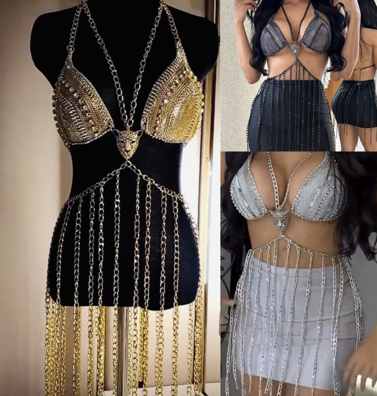 Top de corrente com strass